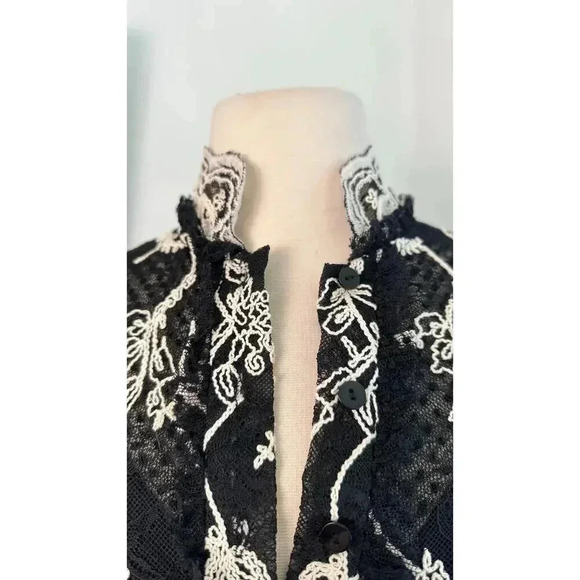 NWT Alexis Black Lace Dress White Floral Embroidery Elegant Designer Tunic Style - Picture 5 of 9